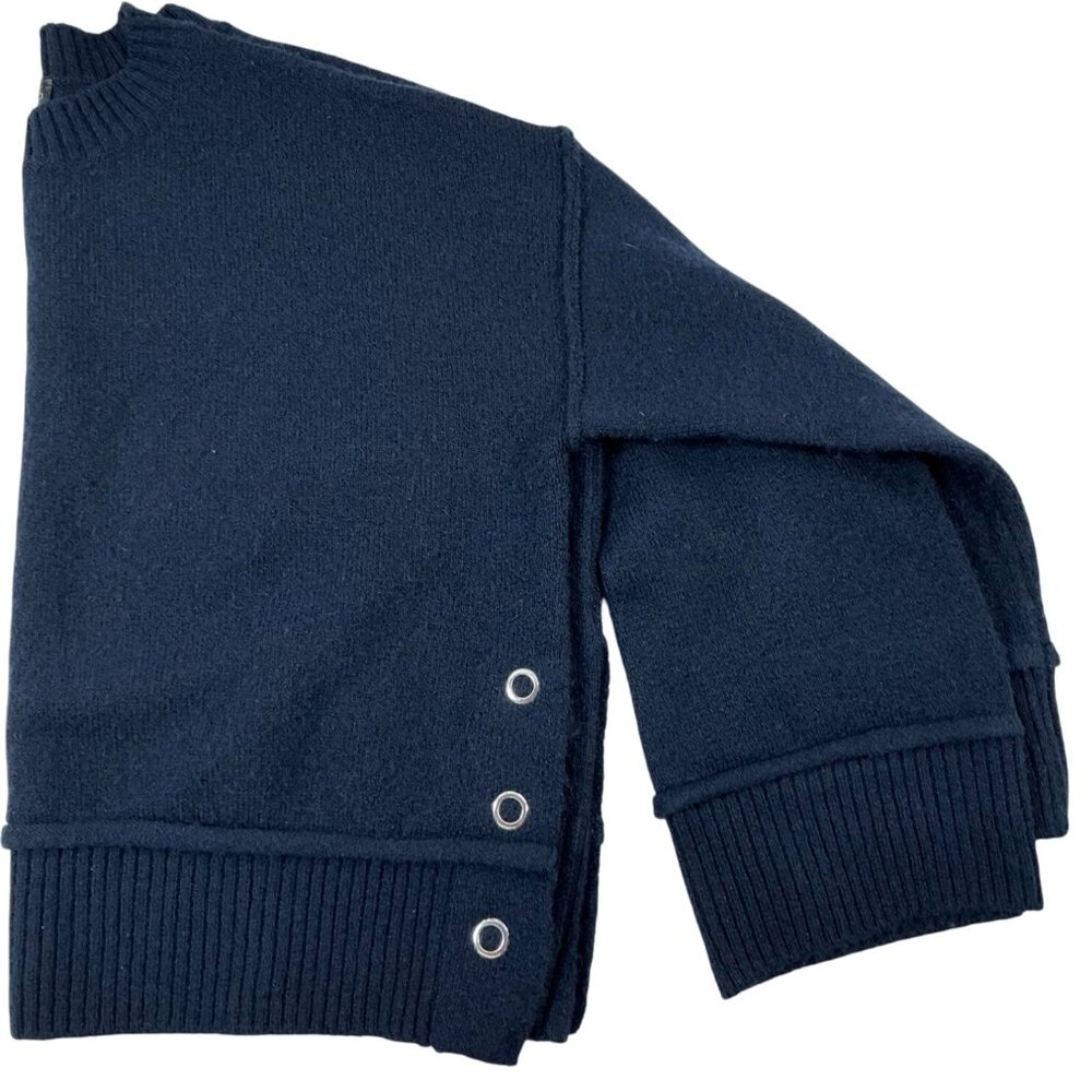 Topshop- Women's Blue Crew Neck Sweater Crop Soft Cozy Boxy- Navy- Size: S - Picture 4 of 10